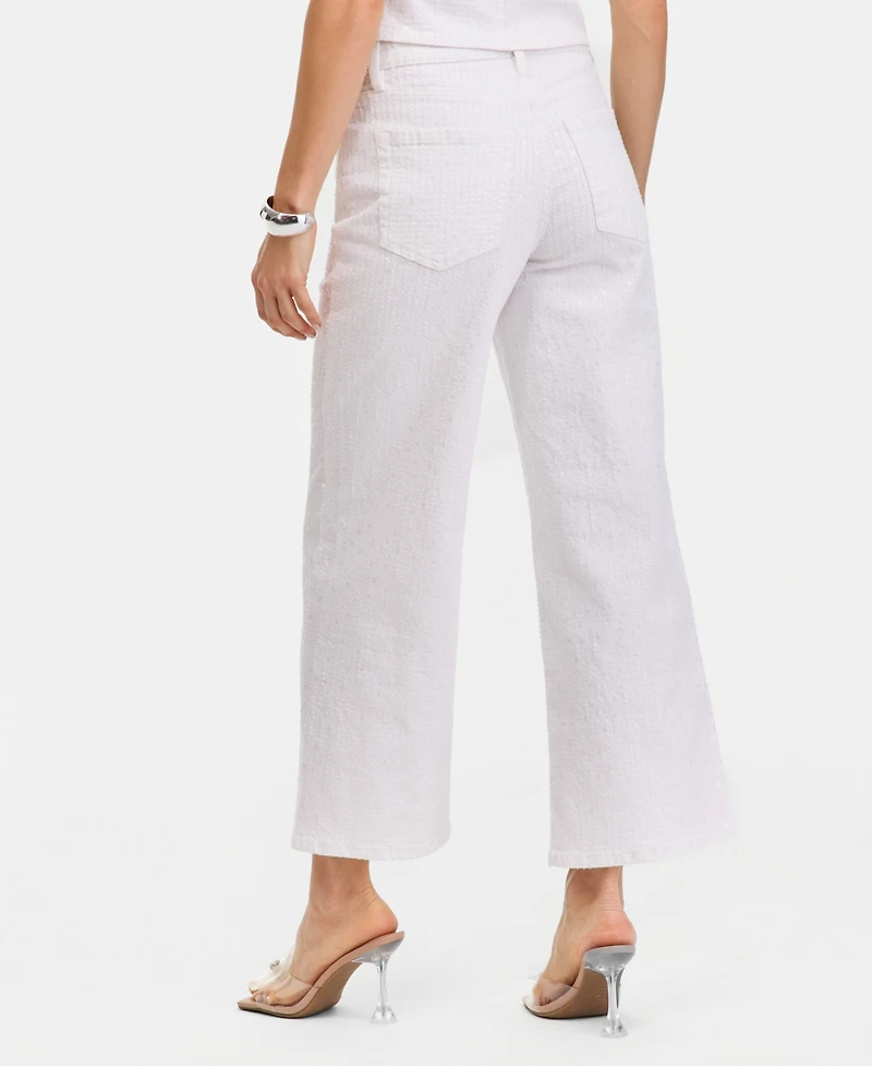 I.n.c. International Concepts Women's Wide Leg Sequin Embellished Ankle Jean, Macy's Exclusive