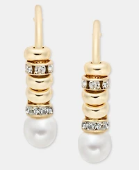 lonna & lilly Pave Bead & Imitation Pearl Hoop Earrings