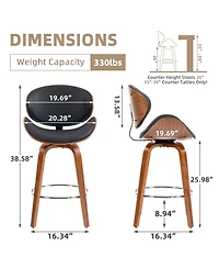 Dyhome Bar Stools Set of 4, 28 Inches Modern Counter Height with High Back Metal Legs, Upholstered Tall Barstools for Kitchen Island, Cafe,