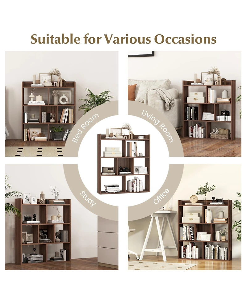 Slickblue 7 Cube Open Back Bookshelf with Anti Tip Safety Wall Anchor