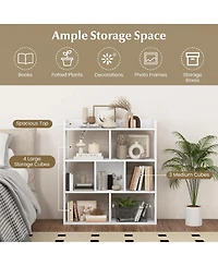 Slickblue 7 Cube Open Back Bookshelf with Anti Tip Safety Wall Anchor