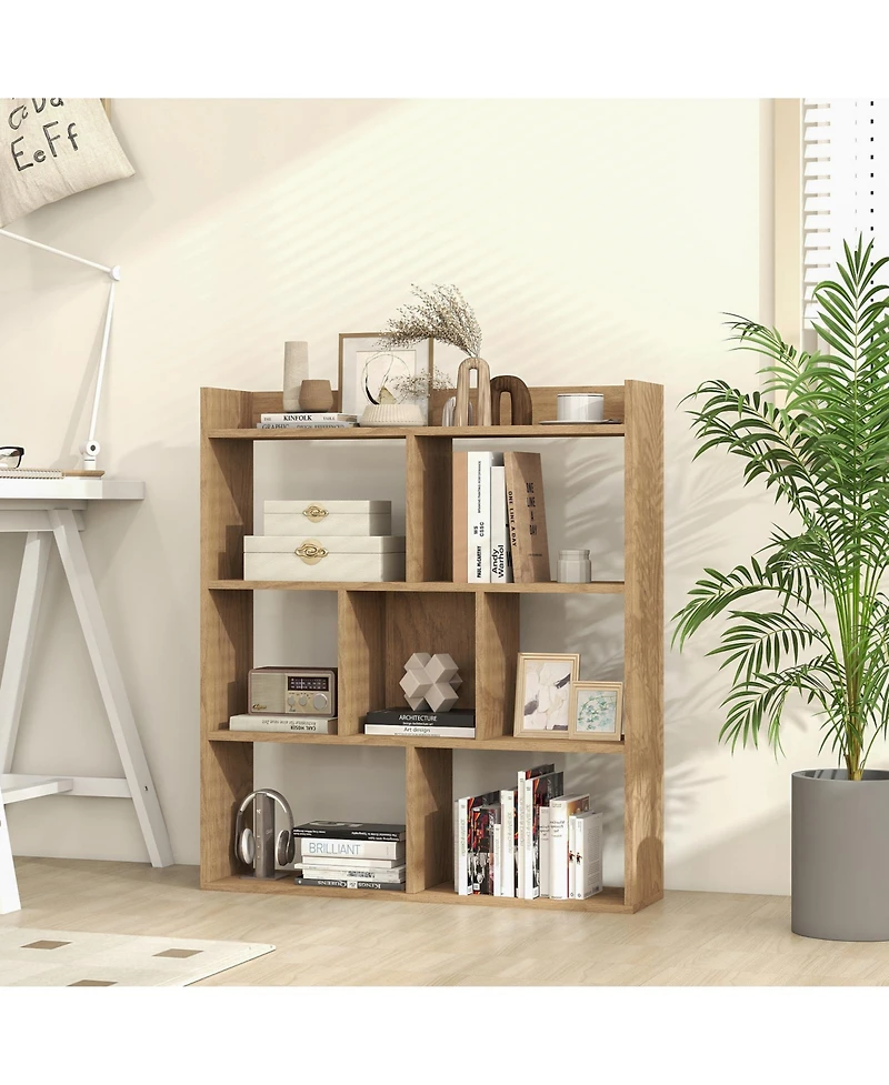 Slickblue 7 Cube Open Back Bookshelf with Anti Tip Safety Wall Anchor