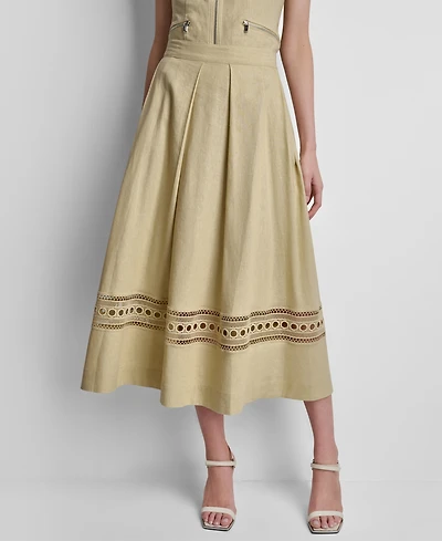 Dkny Women's Loop Embroidered Pleated Midi Skirt