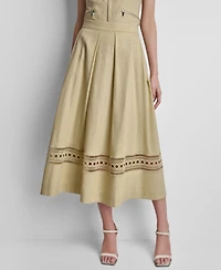 Dkny Women's Loop Embroidered Pleated Midi Skirt