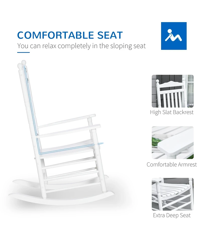 Outsunny Wooden Rocking Chair for Porch, Indoor/Outdoor,