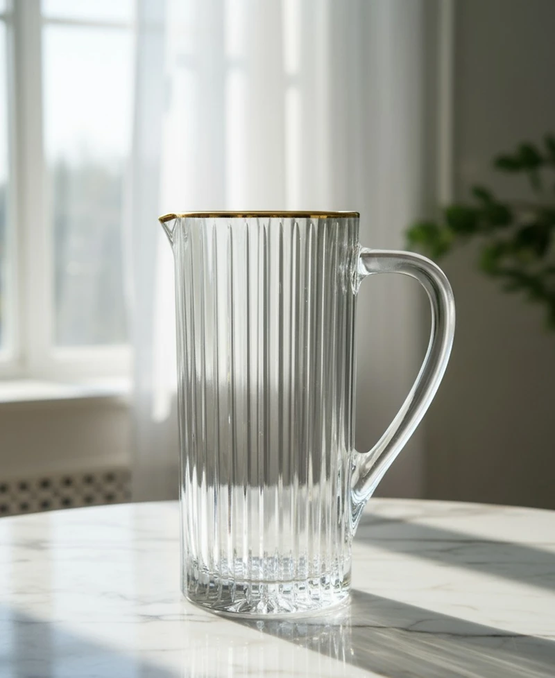Classic Touch Linear Design Rimmed Pitcher