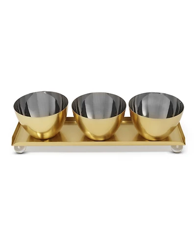 Classic Touch Bowl Relish Dish on Tray, Set of 4