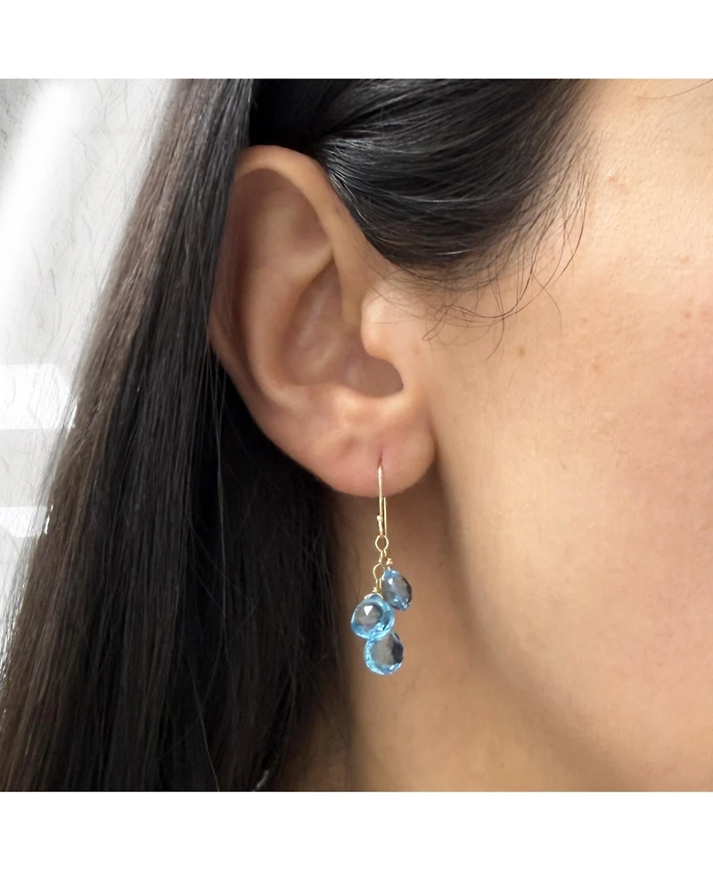 The Lovery Blue Topaz Bead Dangle Earrings 14K Gold