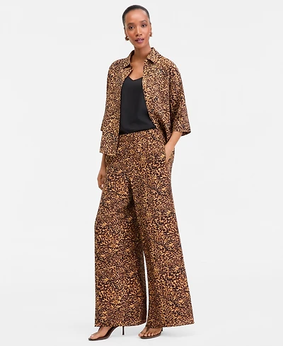 I.n.c. International Concepts Women's Animal-Print High Rise Wide-Leg Pants, Macy's Exclusive
