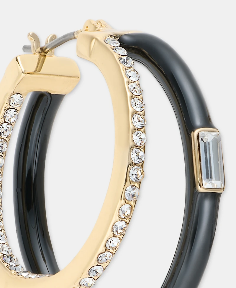 Karl Lagerfeld Paris Medium Pave & Color Split-Hoop Earrings, 1.22"