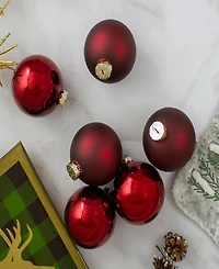Northlight 6 Count 2- Finish Glass Ball Christmas Ornaments 80mm Set, 3.25"