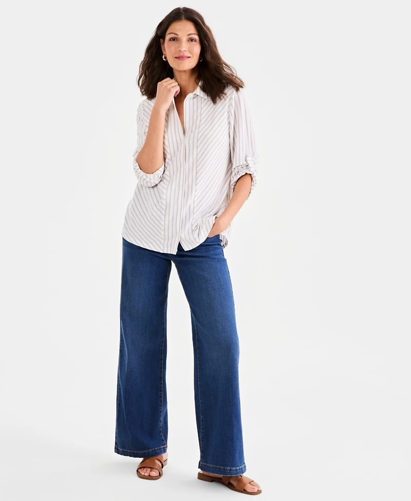Style & Co Petite Collared Neck Button-Down Top, Macy's Exclusive