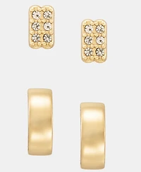 Lauren Ralph Lauren 2-Pc. Set Pave Stud & C-Hoop Earrings Set