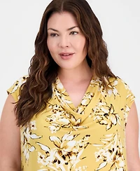 Kasper Plus Cowl-Neck Extended-Shoulder Top