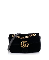 Pre-Owned Gucci Mini Gg Marmont Flap Bag Matelasse Velvet