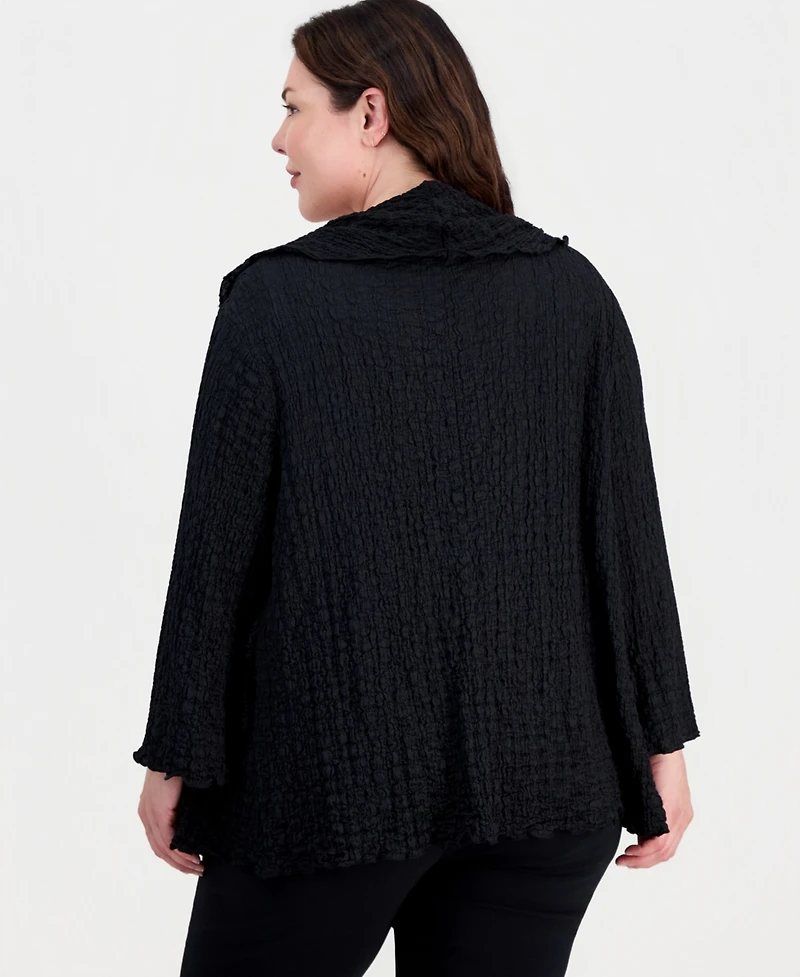 Kasper Plus Textured Open-Front Jacket