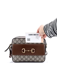 Pre-Owned Gucci Small Horsebit 1955 Flap Pocket Camera Bag Gg Coated Canvas and Leather