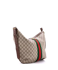Pre-Owned Gucci Large Ophidia Half Moon Hobo Gg Coated Canvas