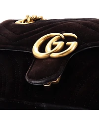 Pre-Owned Gucci Mini Gg Marmont Flap Bag Matelasse Velvet