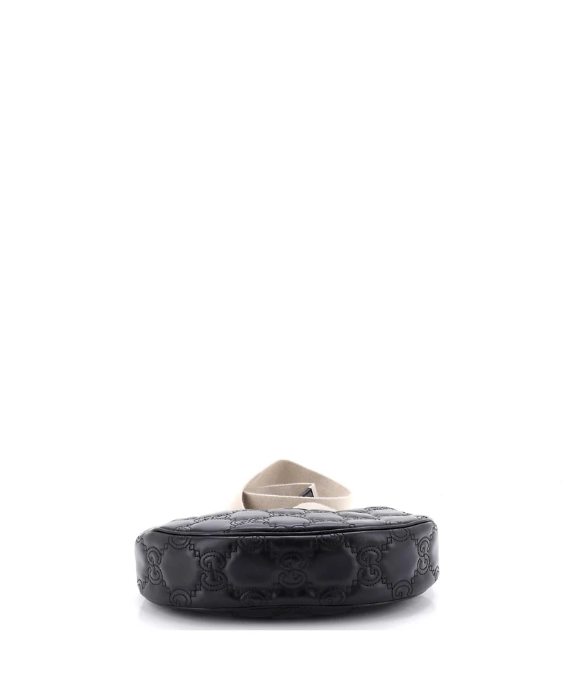 Pre-Owned Gucci Small Half Moon Hobo Gg Matelasse Leather