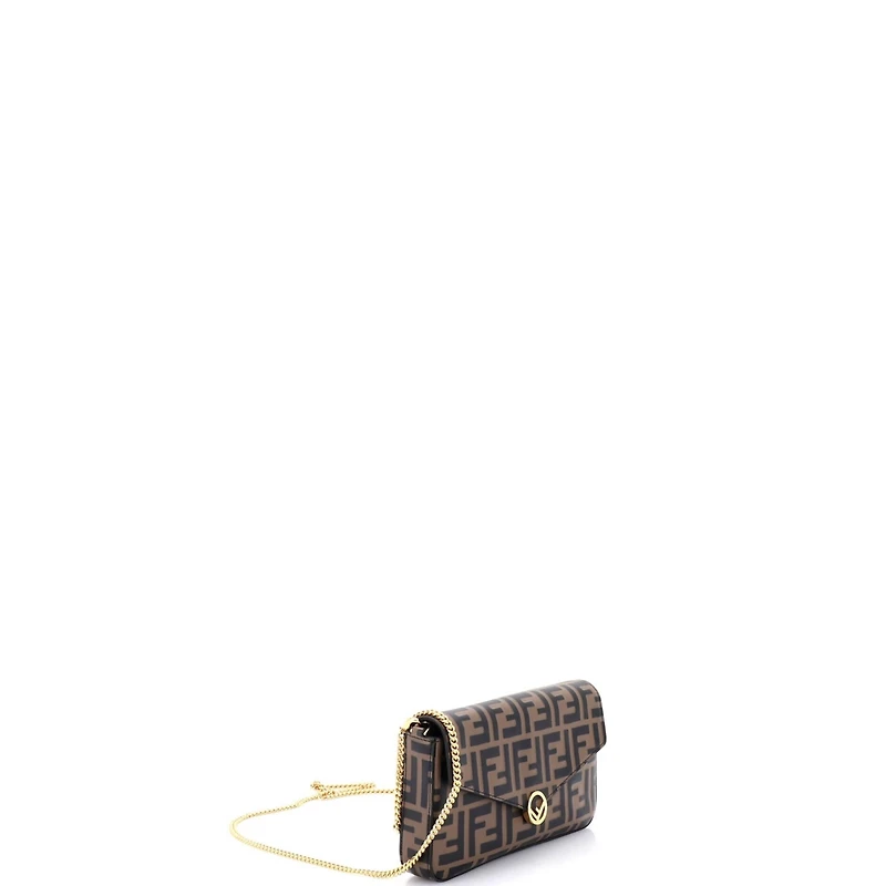 Pre-Owned Fendi F is Fendi Envelope Clutch on Chain Zucca Embossed Leather