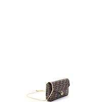 Pre-Owned Fendi F is Fendi Envelope Clutch on Chain Zucca Embossed Leather