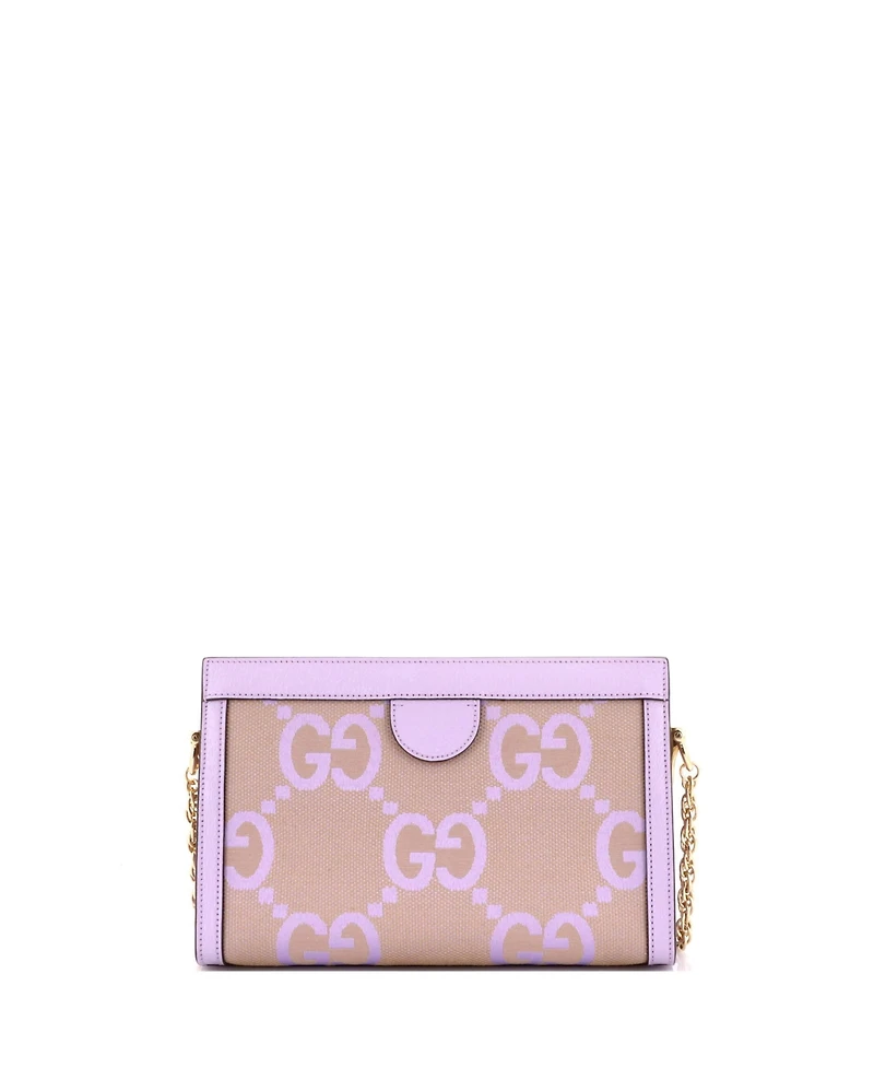 Pre-Owned Gucci Small Ophidia Chain Shoulder Bag Jumbo Gg Canvas with Leather