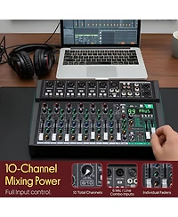 Pyle 10-Ch. Bluetooth Studio Mixer with Dsp Effects PMX510