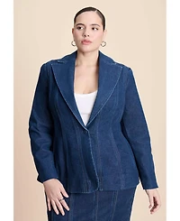 Eloquii Women's Seamed Denim Peplum Blazer
