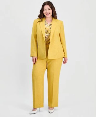 Kasper Plus Size Single Button Blazer Cap Sleeve Top Pants