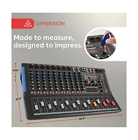 Pyle 12-Ch Bluetooth Studio Mixer Console System with Built-in Bluetooth and 16 Bit Dsp (PMXU128BT)