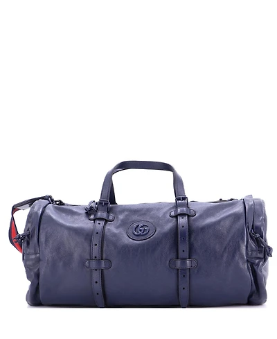 Pre-Owned Gucci Double G Side Pocket Duffle Bag Leather