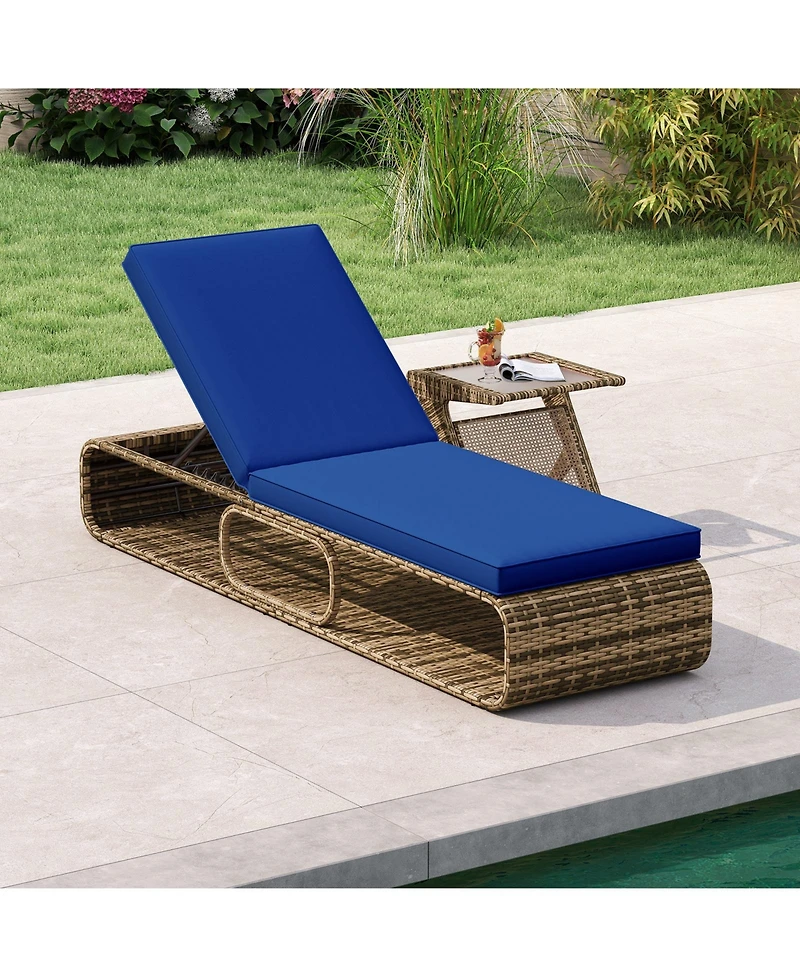Gymax Chaise Lounge Chair w/ Adjustable Backrest Cushion and Storage Outdoor