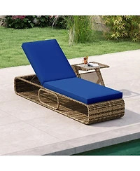 Gymax Chaise Lounge Chair w/ Adjustable Backrest Cushion and Storage Outdoor
