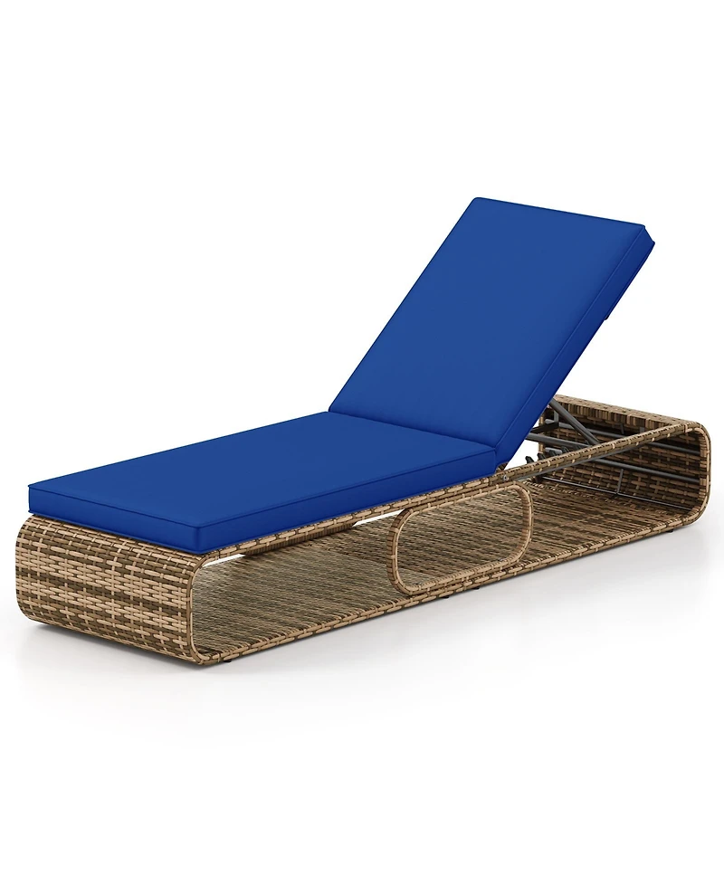 Gymax Chaise Lounge Chair w/ Adjustable Backrest Cushion and Storage Outdoor