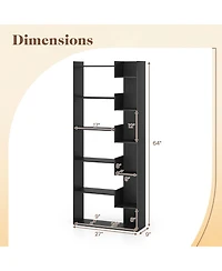 Slickblue 6-Tier Bookshelf Wooden Bookcase with 2 Anti-Tipping Kits Open Display