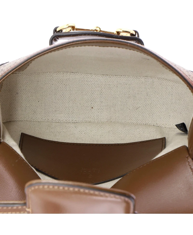 Pre-Owned Gucci Mini Horsebit 1955 Shoulder Bag Gg Coated Canvas with Leather