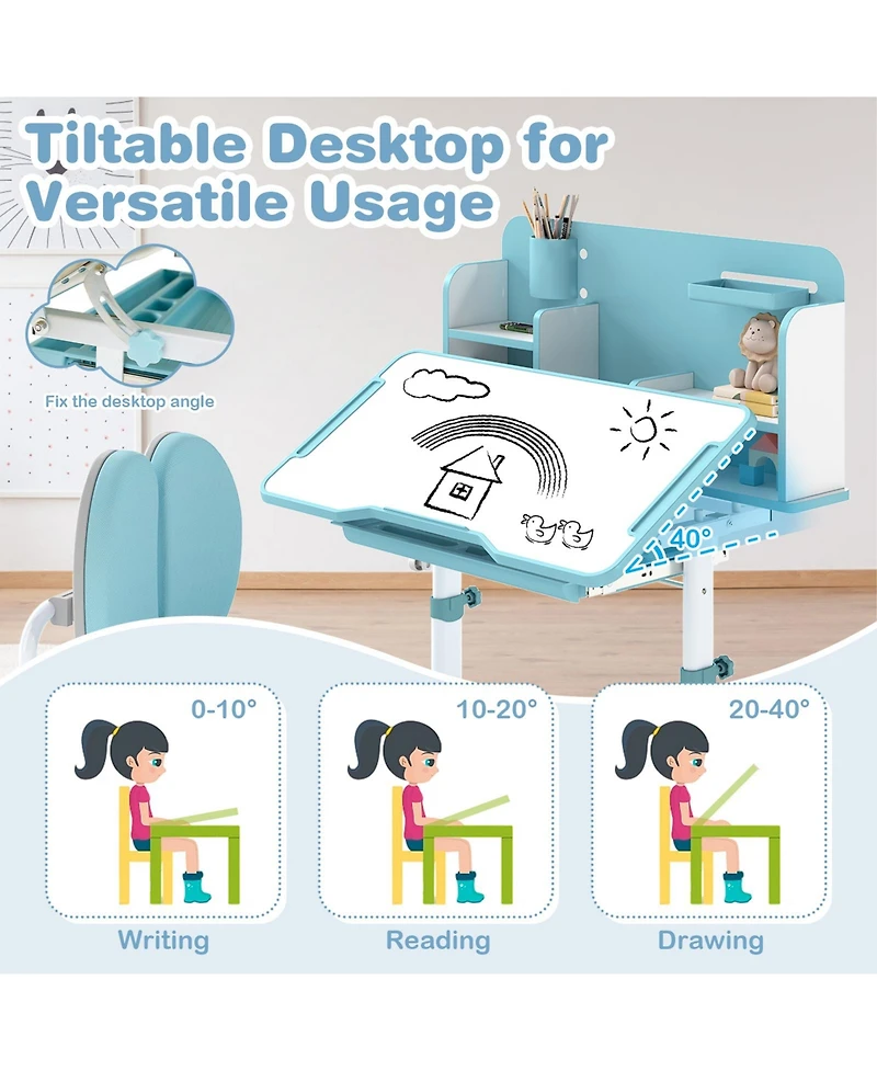 Sugift Kid's Study Desk and with Tilt Desktop and Pen Holder