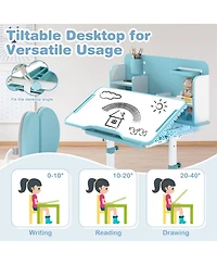 Sugift Kid's Study Desk and with Tilt Desktop and Pen Holder