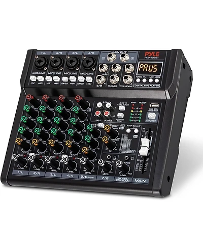 Pyle 8-Ch Digital Audio Mixer with Bluetooth and Dsp Effects (PMX408ST)