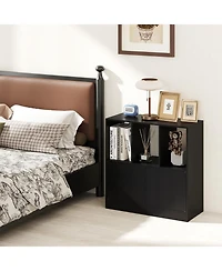 Slickblue 3-Cube Bookcase with Doors 3-Tier Cubic Bookshelf Open Compartments