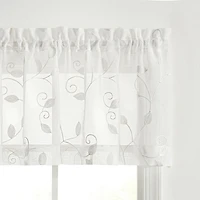 Ellis Curtain Chatham 100% Polyester Tailored Embroidered Sheer Rod Pocket Valances 70" x 15"