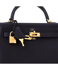 Pre-Owned HERMES Kelly 25 Handbag Black Togo with Gold Hardware