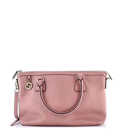 Pre-Owned Gucci Lady Dollar Zip Convertible Tote Leather