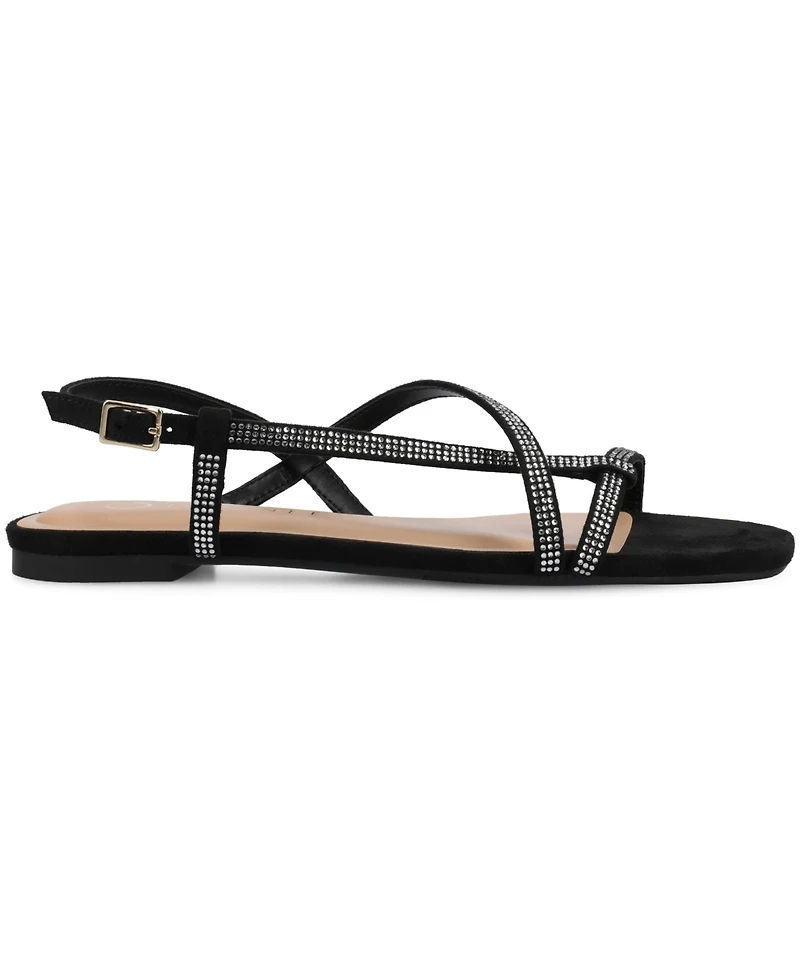 Journee Collection Women's Francis Strappy Glitter Flat Sandals