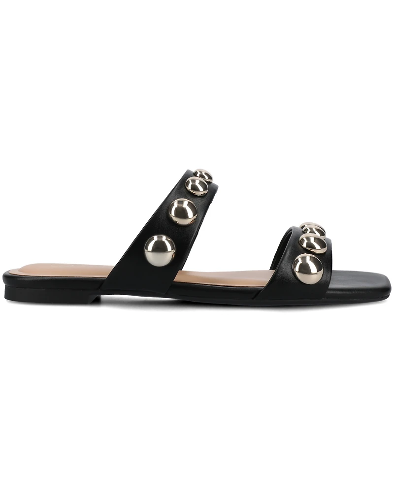 Journee Collection Women's Frida Studded Slide Flat Sandals