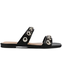 Journee Collection Women's Frida Studded Slide Flat Sandals