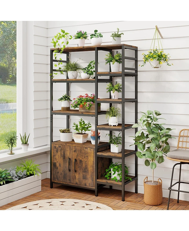 Slickblue Double Wide 8 Tier Bookcase with 2 Door Storage Cabinet Shelf