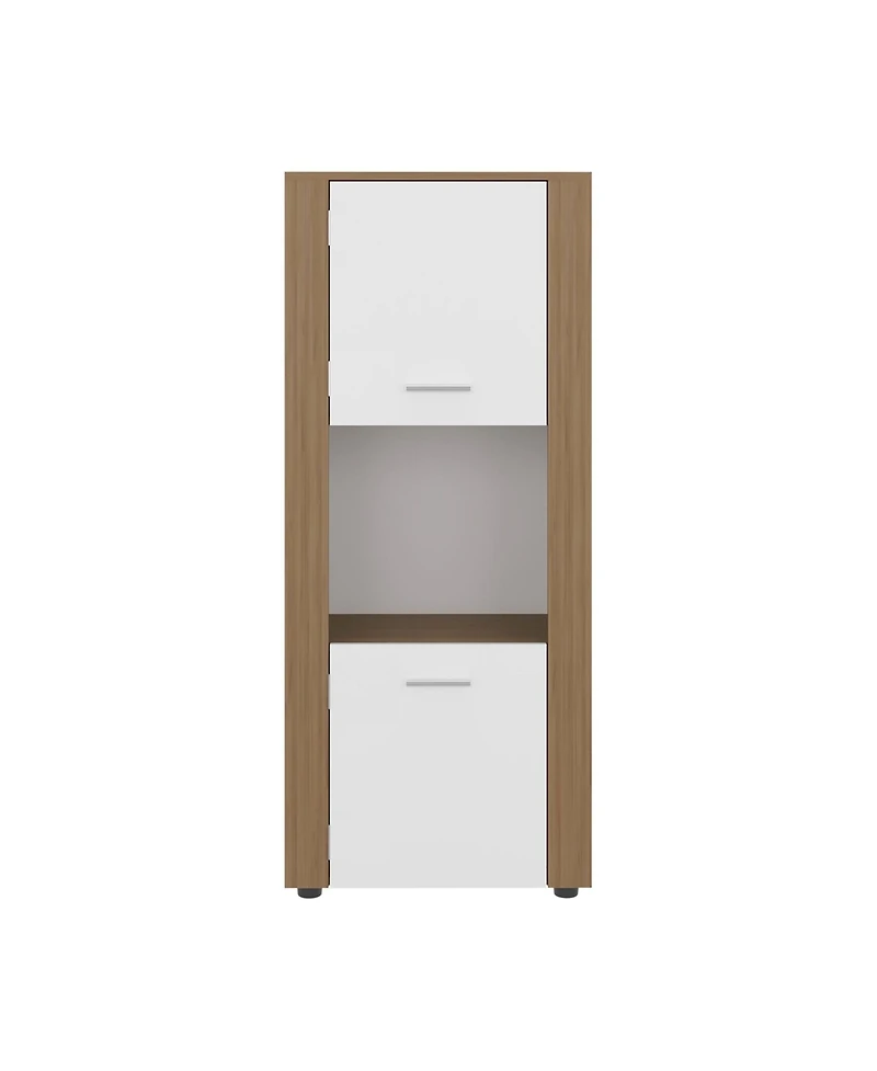 Depot E-Shop Hyder Bookcase with Upper and Lower Doors, Open Center Shelf and Vertical Design
