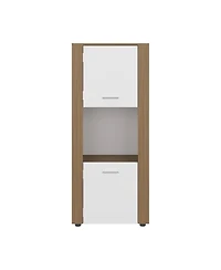 Depot E-Shop Hyder Bookcase with Upper and Lower Doors, Open Center Shelf and Vertical Design
